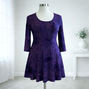 Sami & Jo Purple Tie-Dye Textured Sequin Tunic Dress – Size L